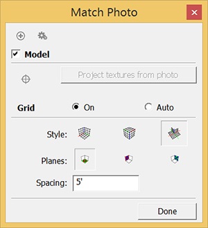 SketchUp. Диалоговое окно «Совмещение фотографии» Диалоговое окно «Совмещение фотографии»